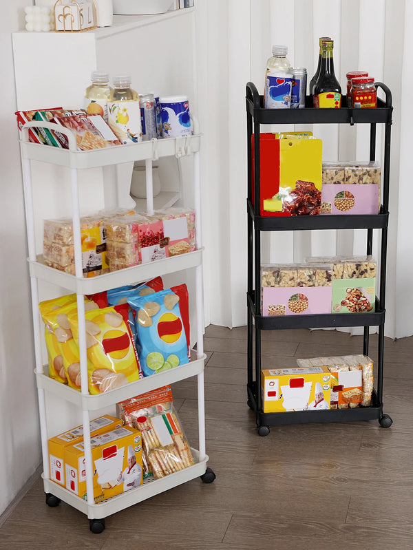 3-Tier Plastic Utility Cart with Lockable Wheels