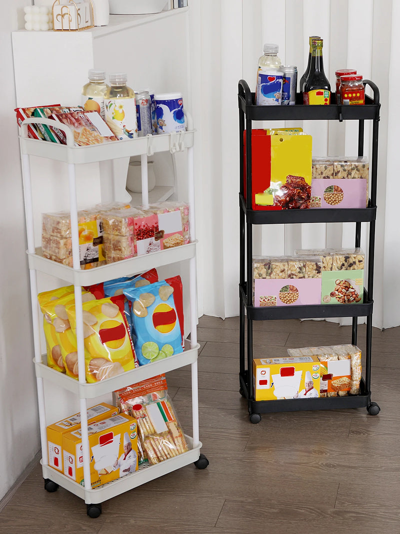 3-Tier Plastic Utility Cart with Lockable Wheels