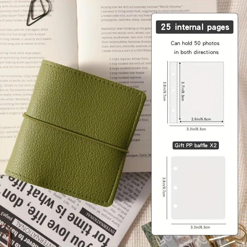 Mini Faux Leather Photo Album with 50 Transparent Pages