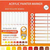 Acrylic painter marker set with 9 colors in the red yellow series featuring fine tips and a 72 degree angle