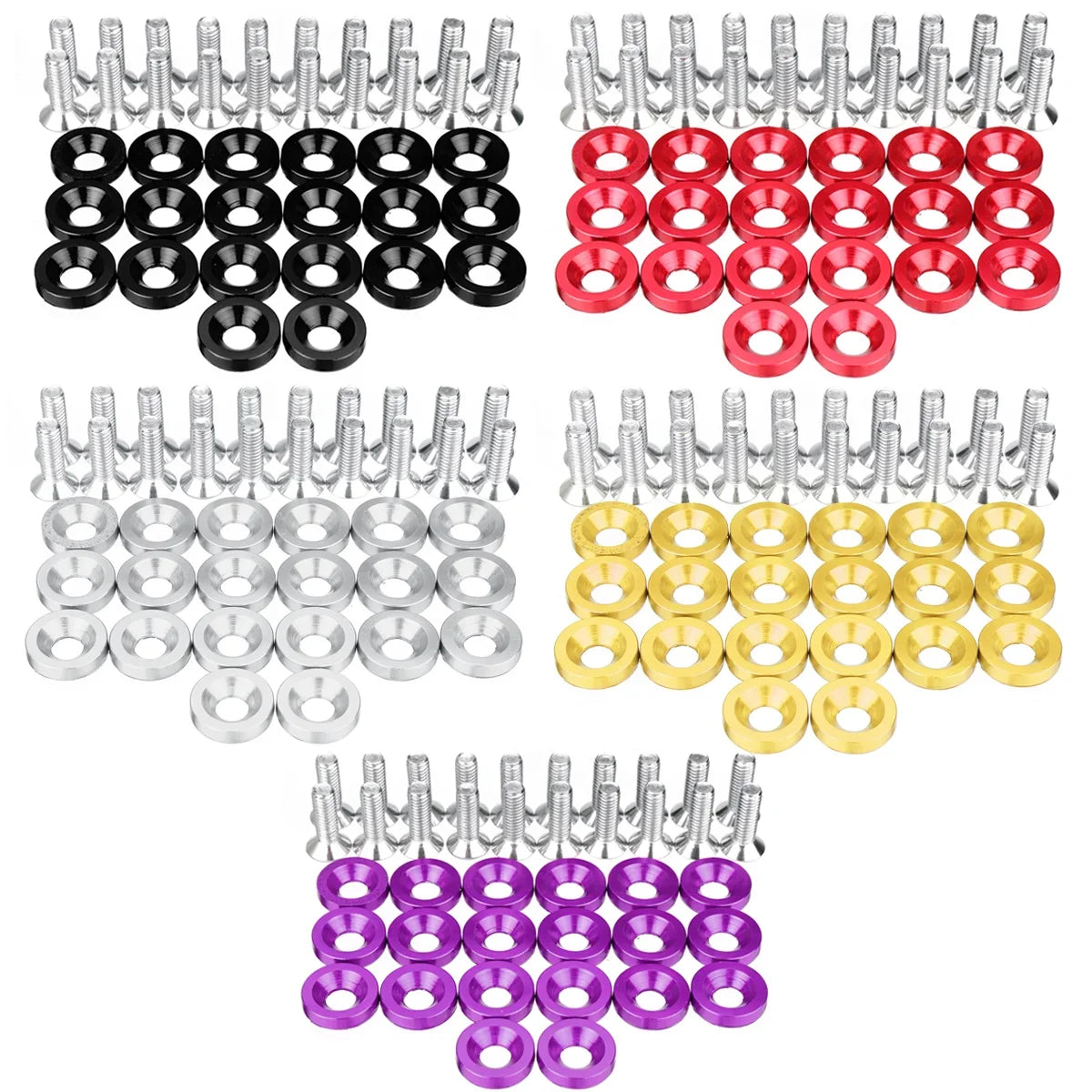 CNC Aluminum Fender Washer & Bolt Kit (M6) for Car Customization