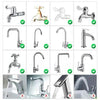 A collection of various universal faucets and spray heads for water filtration systems.