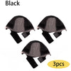 Three black adjustable non-slip lace wig grip caps are shown.