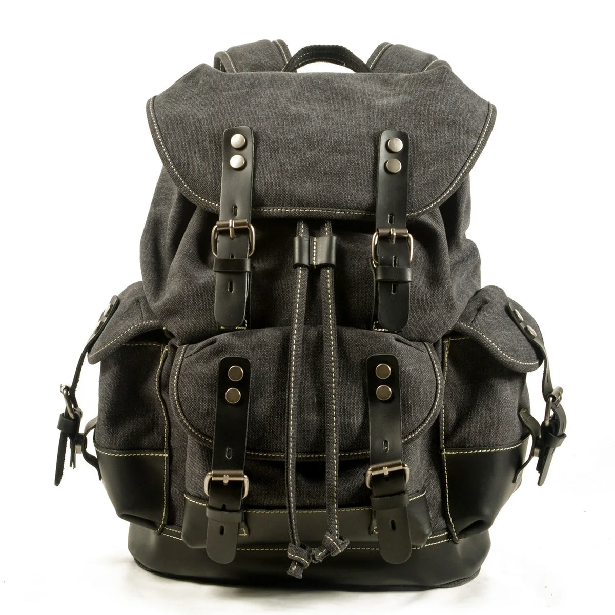 Canvas & Leather Travel Backpack – Waterproof, Large Capacity for School, Work & Hiking