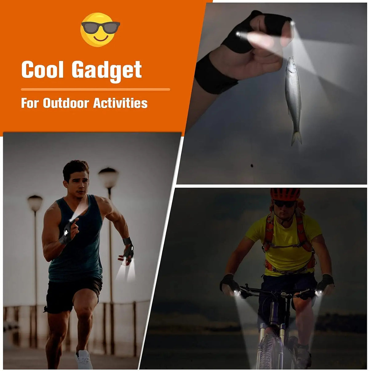 A person wearing waterproof LED half-finger gloves is fishing outdoors.