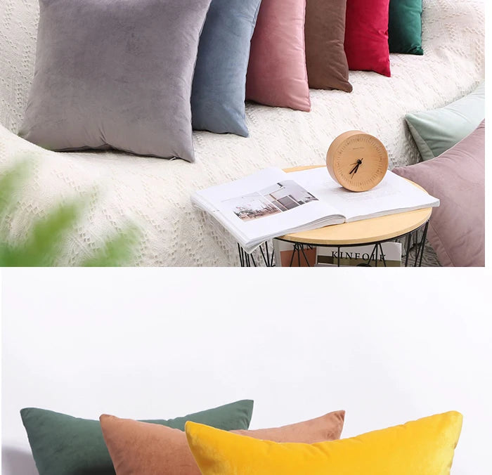 Velvet Throw Pillow Cover for Sofa and Bed Decor