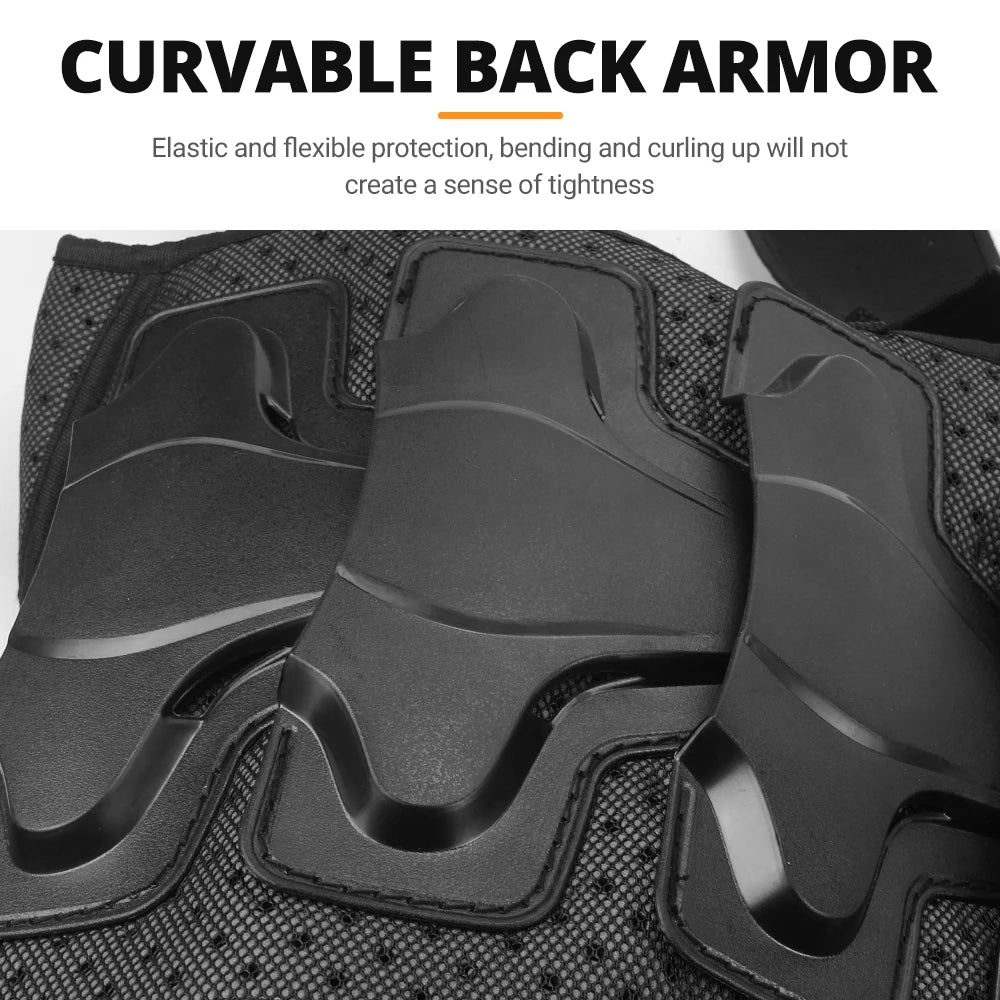 Black flexible elbow and knee pads for kids motocross body armor