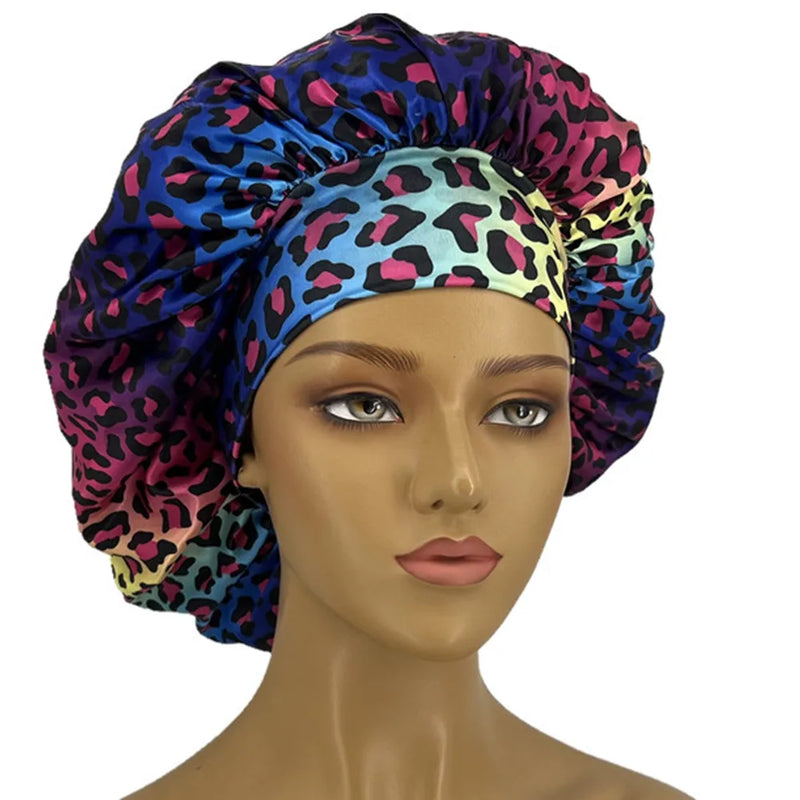 Leopard Print Satin Sleep Bonnet