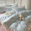 Pink Checkered Lace Duvet Cover Set (3 Pieces)
