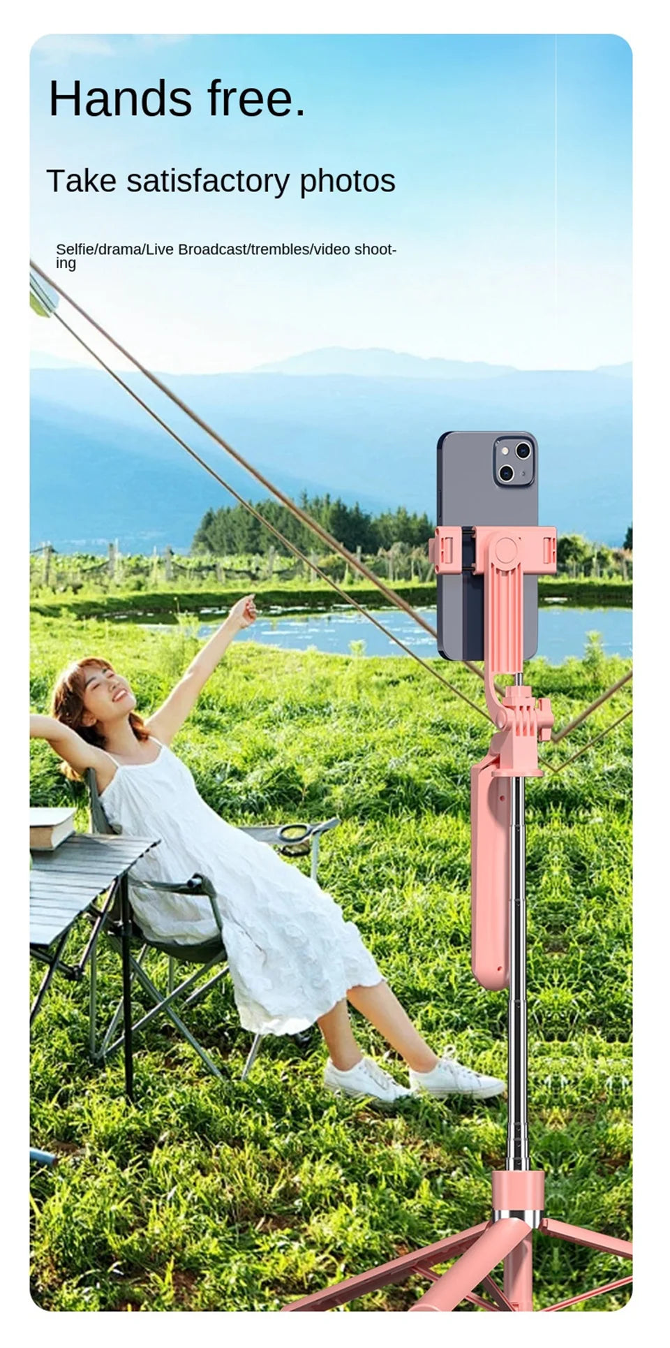 360° Rotating Bluetooth Selfie Stick & Tripod with Wireless Remote