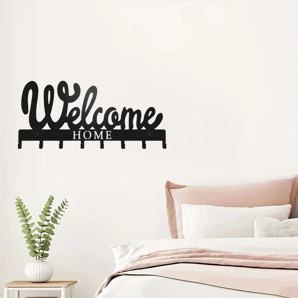 Wall-Mounted Metal Key Holder with 8 Hooks