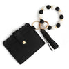 Silicone Bead Bracelet with Leather Card Holder and Tassel