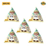 A set of five blind box panda figures in various orientations and packaging.