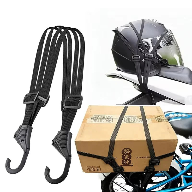 Heavy-Duty Motorcycle Luggage Strap with Elastic Helmet Net