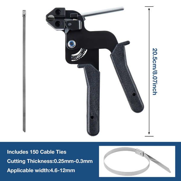 304 Stainless Steel Cable Tie Gun with 100 Metal Zip Ties