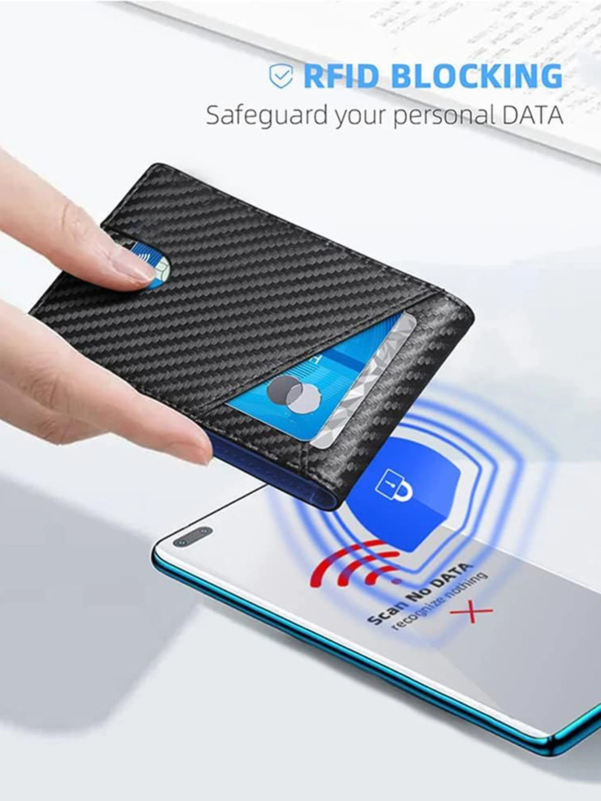 RFID Blocking Ultra-Thin Bifold Wallet with ID Windows