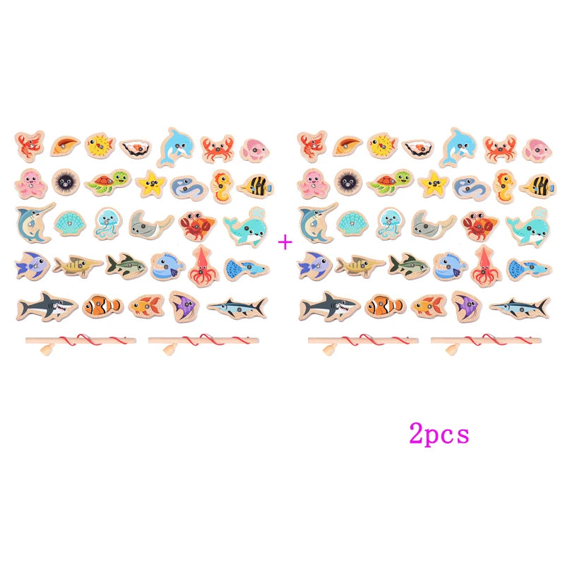 Wooden Magnetic Fishing Game for Toddlers