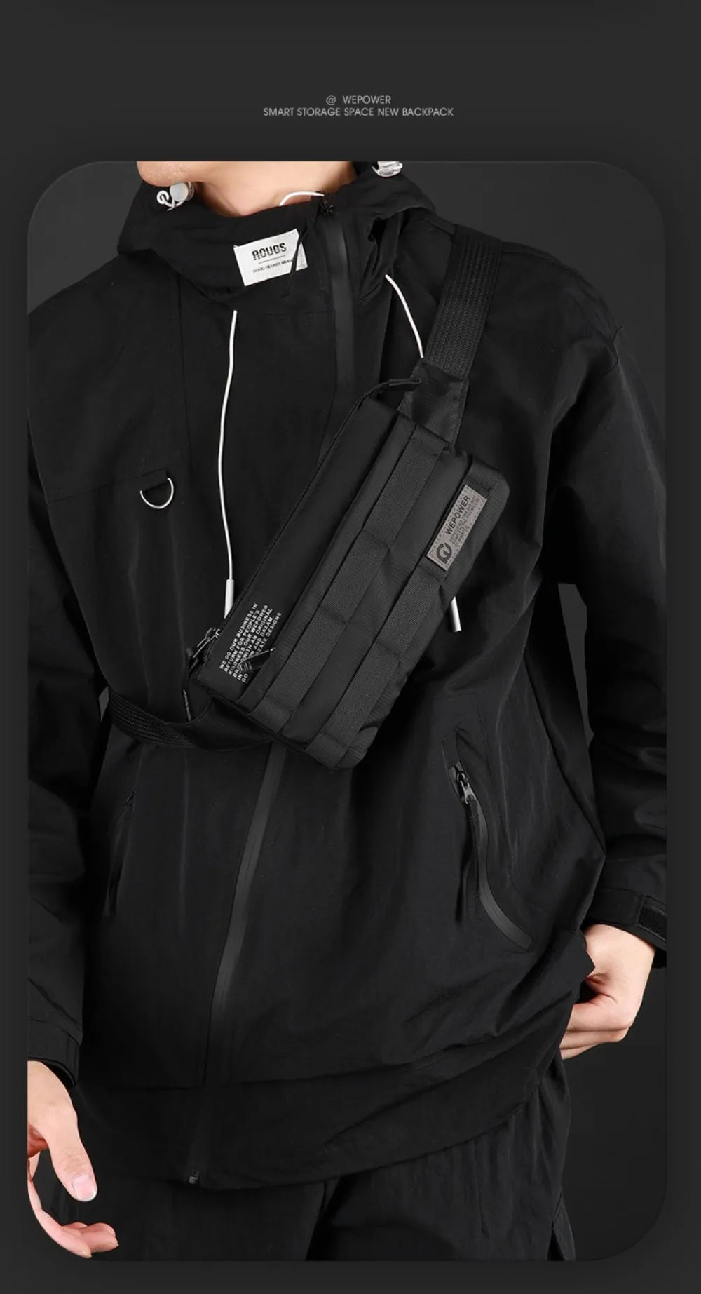 Vintage Style Crossbody Chest Bag for Men – Compact Nylon Shoulder Pack