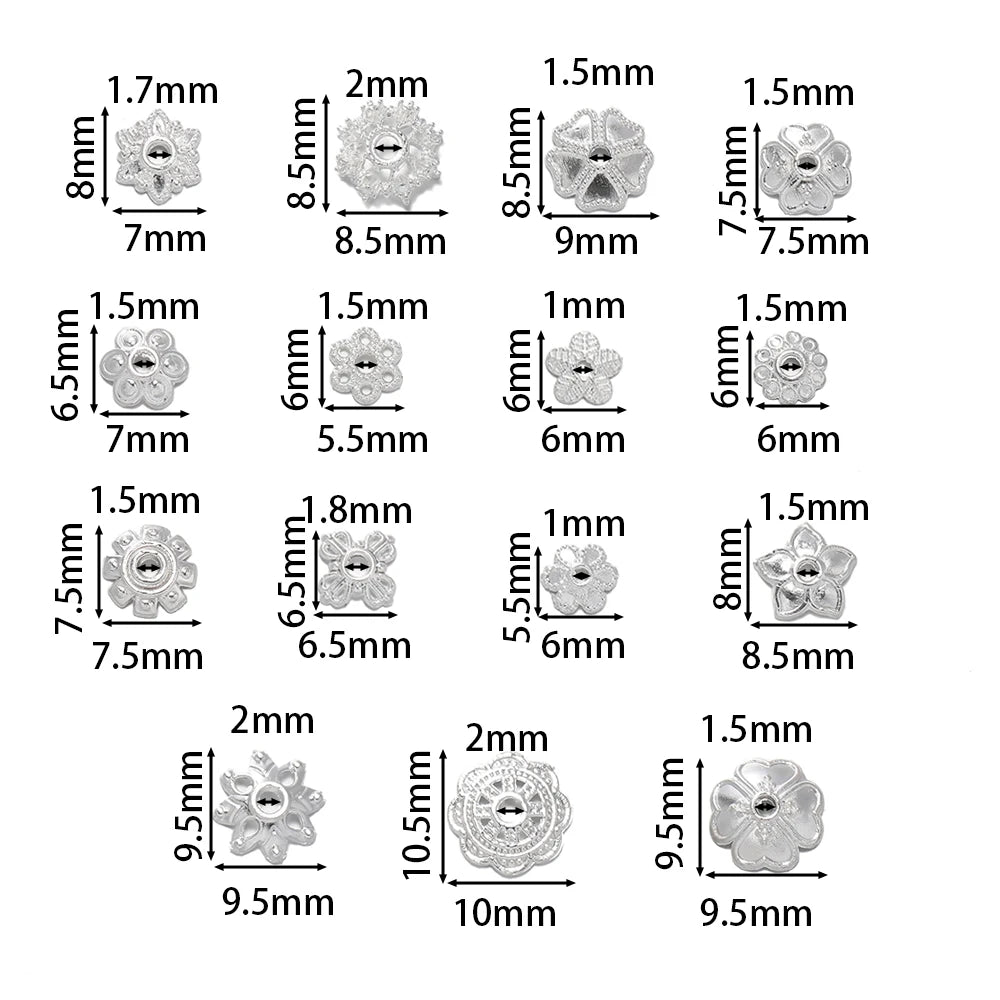 Decorative Flower Bead Caps for Jewelry Making – 50 Pack
