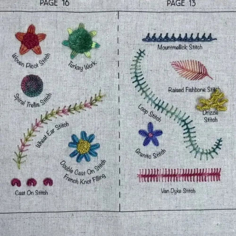 Complete Embroidery Stitch Book Kit with 106 Patterns