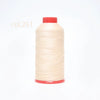 A spool of light beige heavy-duty nylon bonded thread with a red cap.