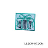 Green embroidered letter patch featuring a bow and three vertical rectangular letters.