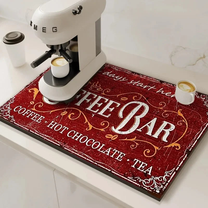 Fast-Drying Kitchen Absorbent Mat for Coffee Stations and Countertops
