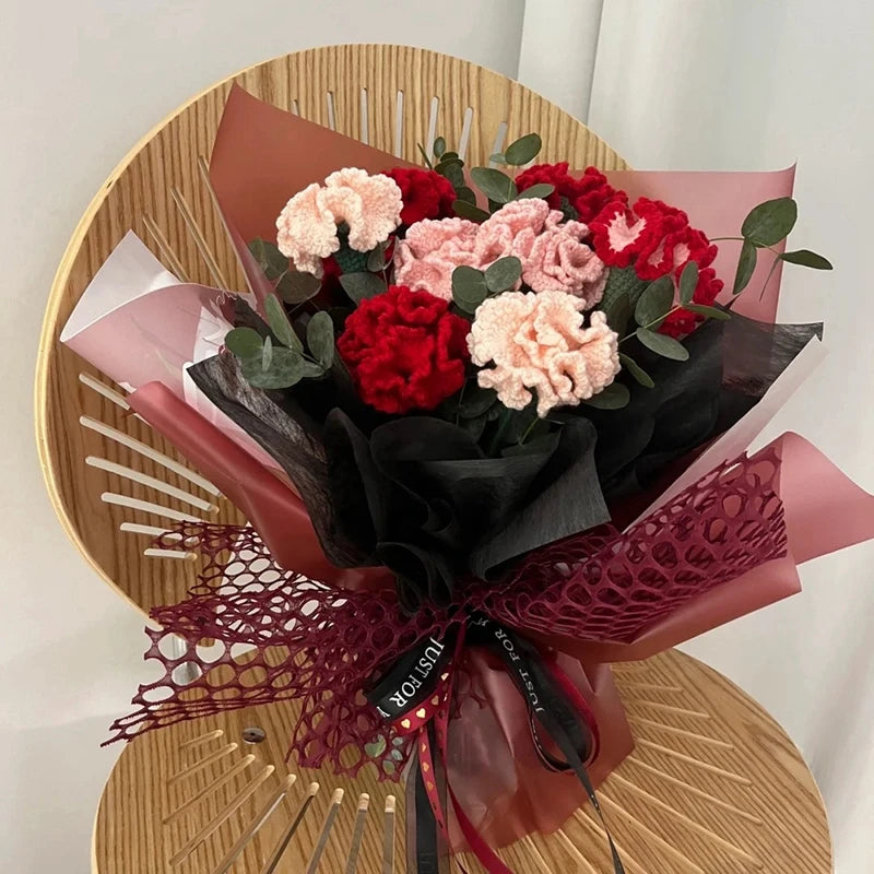 Handmade Crochet Carnation Flower Bouquet