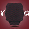 Black and red quilted car seat cover set shown against a maroon background.