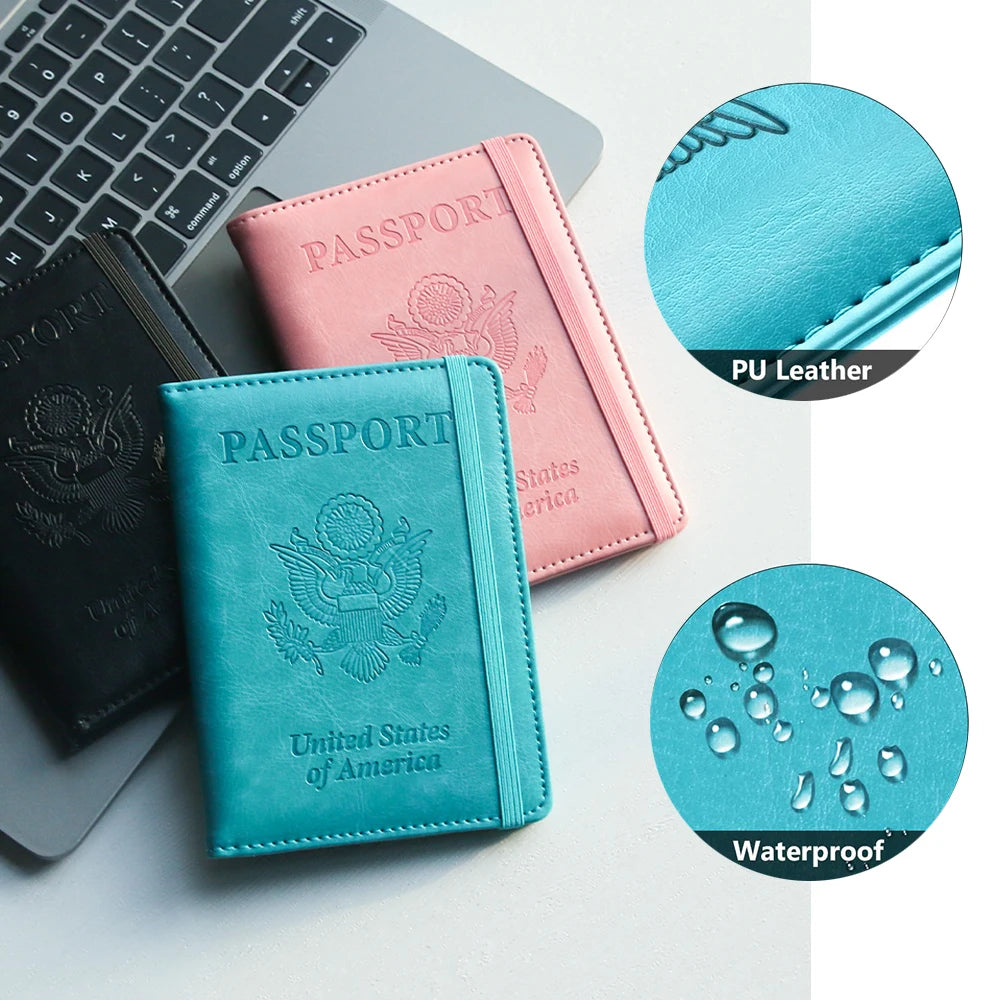RFID-Blocking PU Leather Passport Holder with 3D Embossed Design