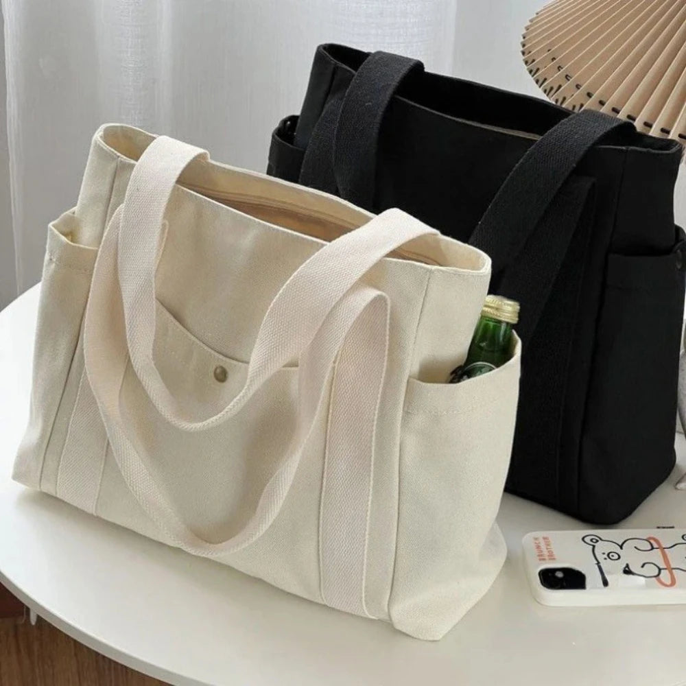 Large Capacity Canvas Tote Bag for Work, School & Shopping
