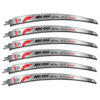 A set of six ARC-EDGE tooth reciprocating saw blades for wood pruning, featuring 6 TPI CRV steel.