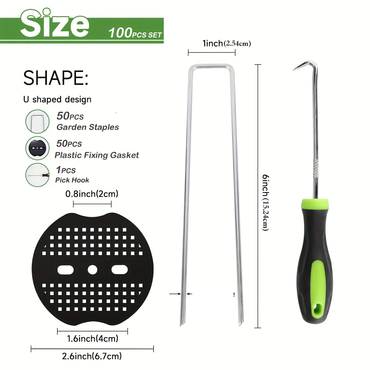 Heavy-Duty Galvanized Landscape Staples with Gaskets (6-inch)