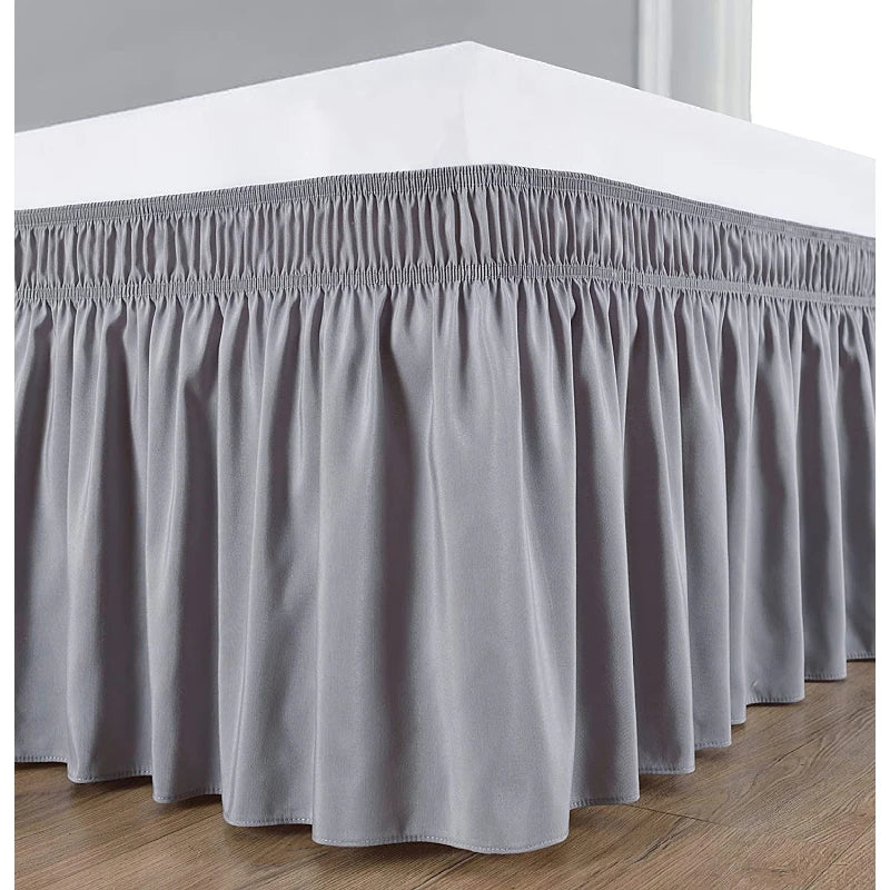 Wrap-Around Ruffle Bed Skirt with Elastic Belt - 15 Inch Drop