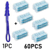 A set of 60 electrostatic dusting refills with disposable blue fiber heads and a purple applicator tool.