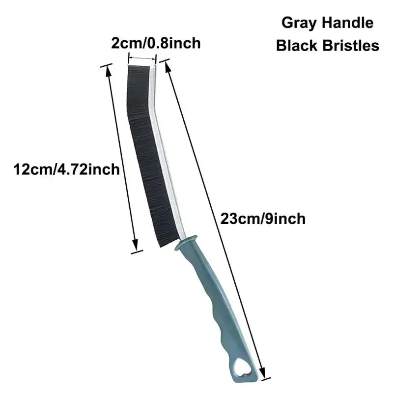 A long, slender cleaning brush with a gray handle and black bristles, measuring 12cm or 23cm.