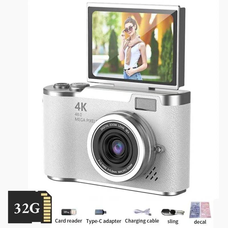 4K Digital Camera with 2.4-Inch Flip Screen and 48MP Sensor