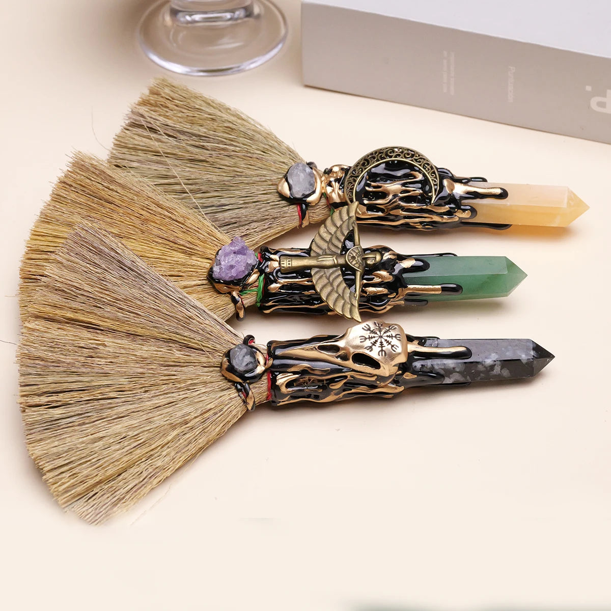 Natural Crystal Witch Broom for Cleansing and Feng Shui