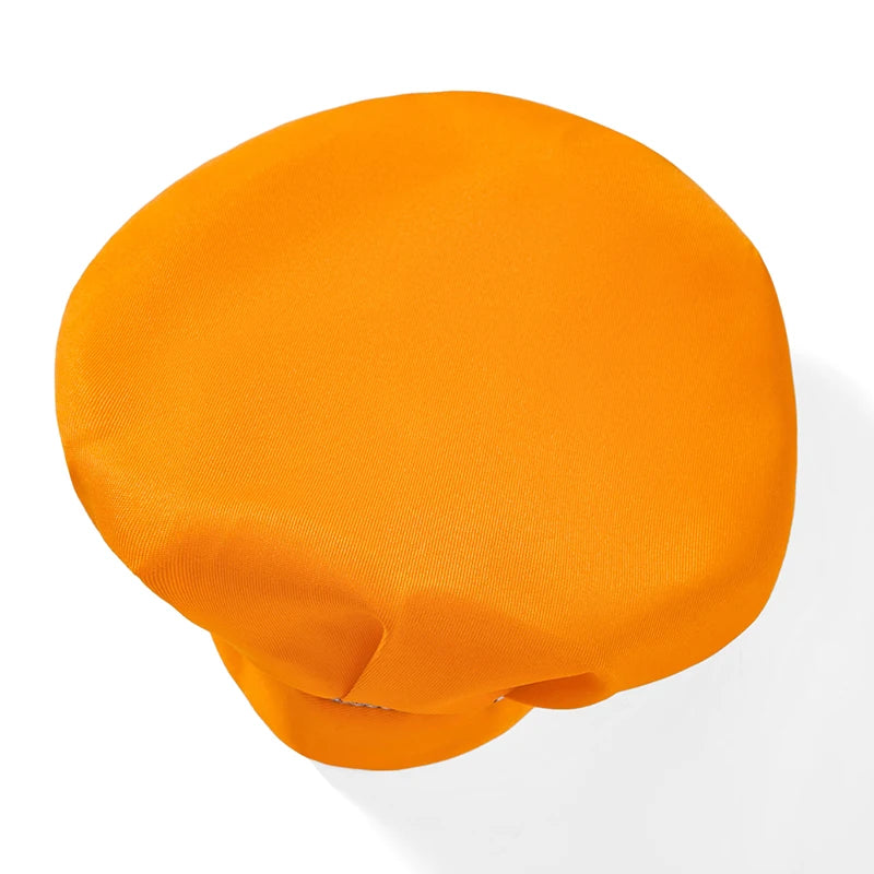 Orange kids craft apron and chef hat set with an adjustable neck strap
