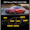 Diagram showing installation locations for door sealing strips on a car, including hood, doors, trunk, and pedals.