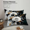 3D Floral Duvet Cover Set – Black & White Rose Design with Pillowcases