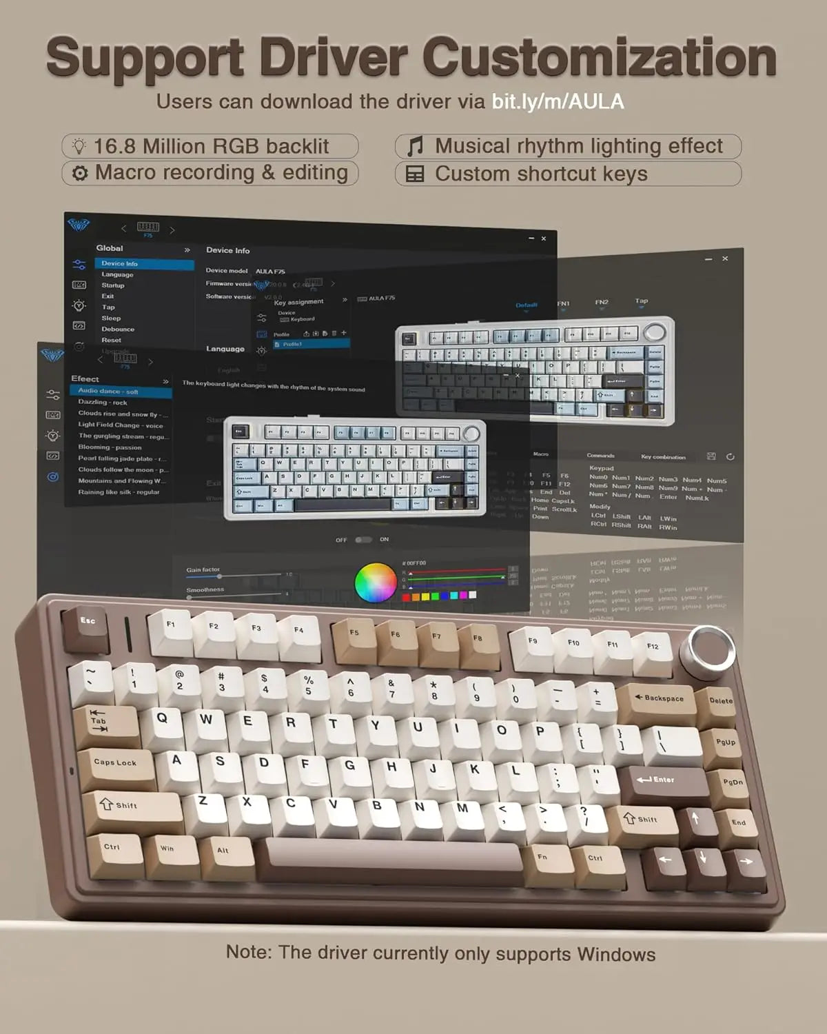 AULA F75 Tri-Mode Wireless Mechanical Keyboard