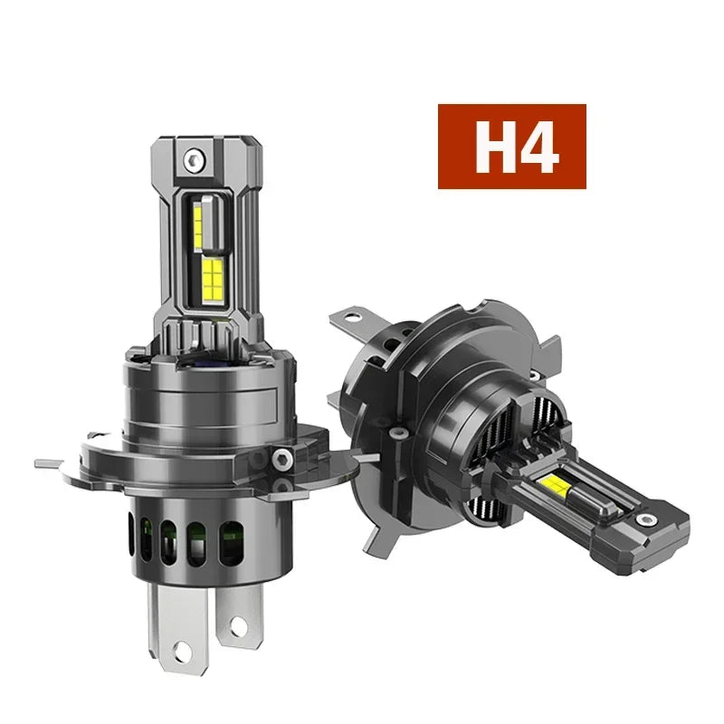 Una sola bombilla de faro H4 LED de alto rendimiento y su ensamblaje de carcasa.
