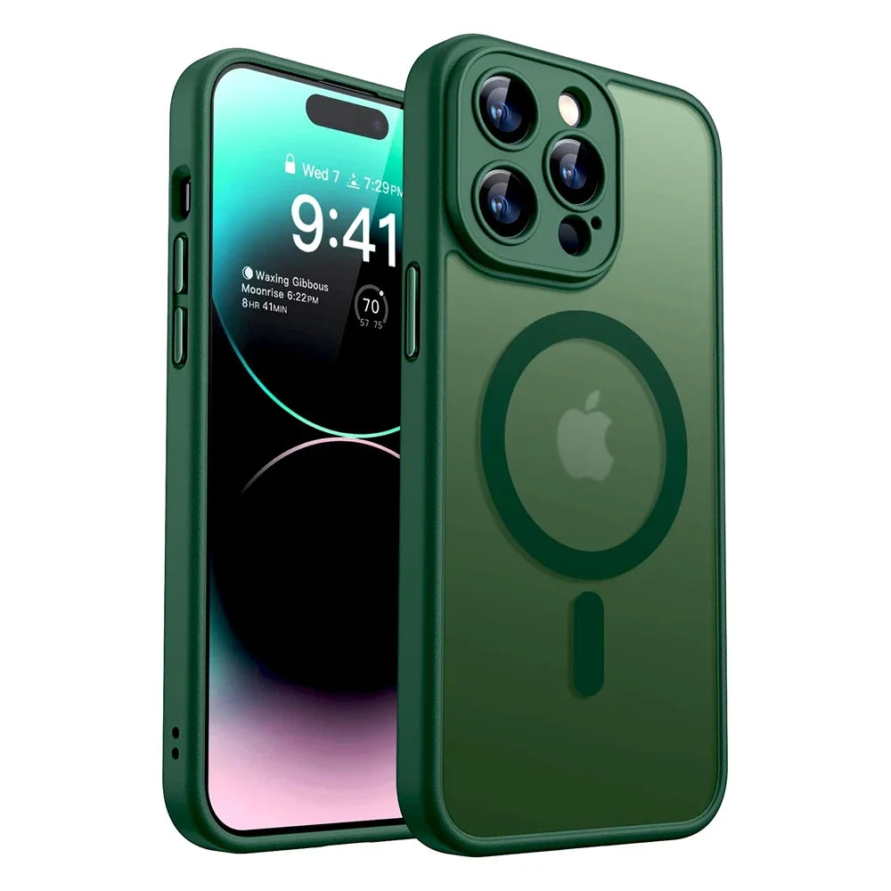 Magnetic Matte Shockproof Case for iPhone with MagSafe Compatibility