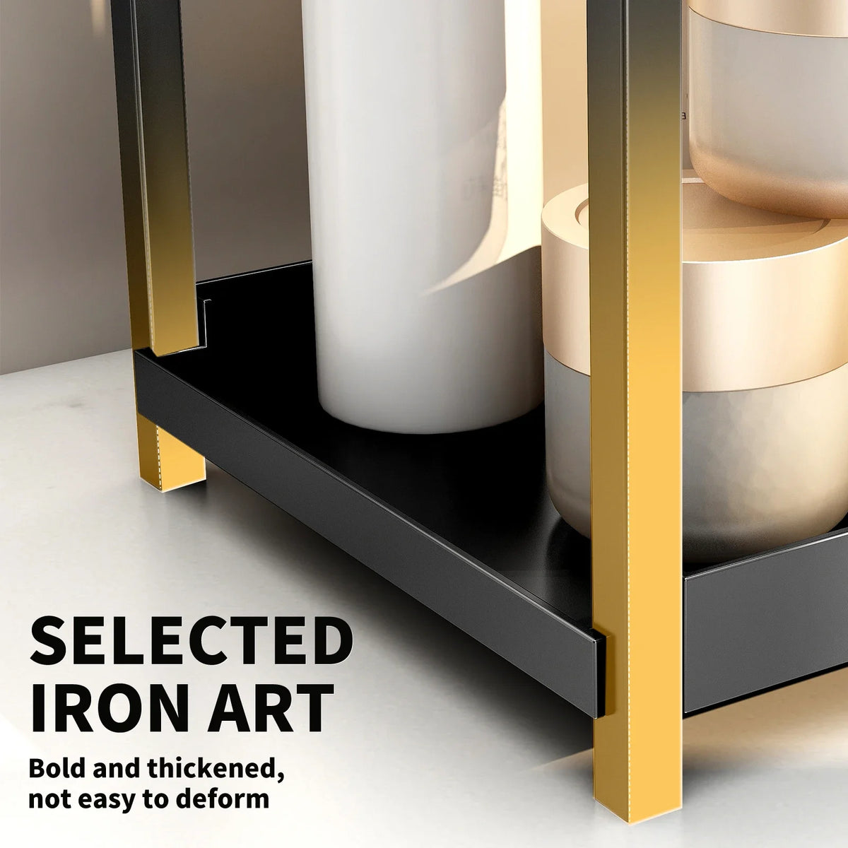2-Tier Metal Desktop Organizer Rack for Cosmetics, Office Supplies & Bathroom Essentials