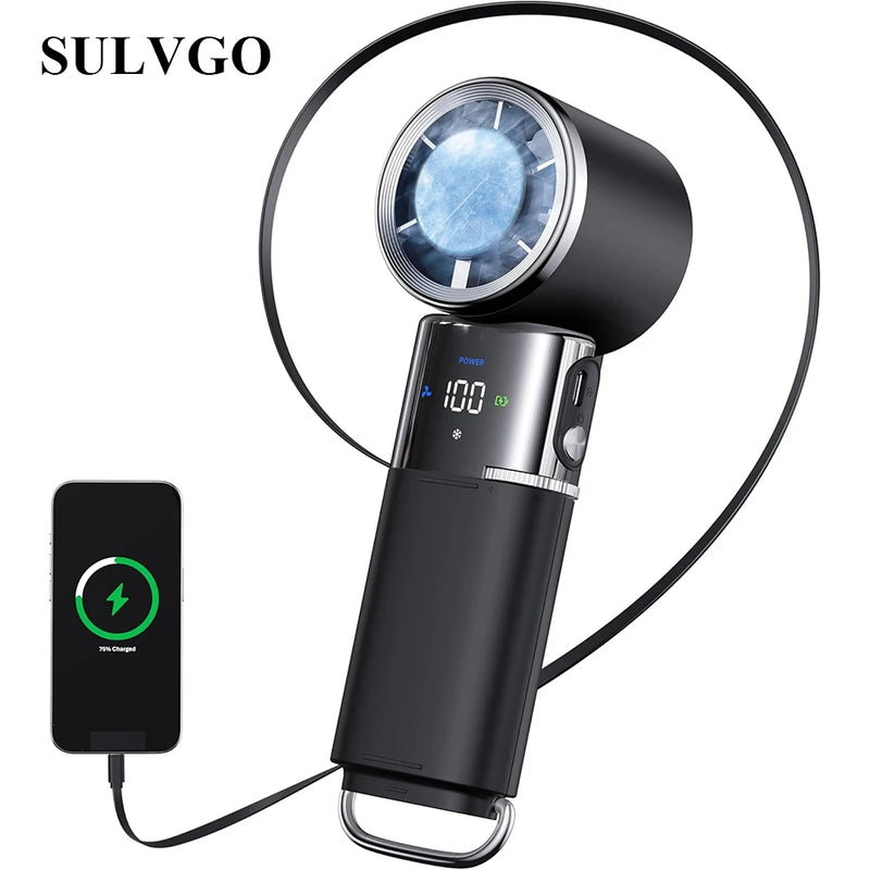 Portable Ice-Cooling Handheld Fan with Flexible Neck