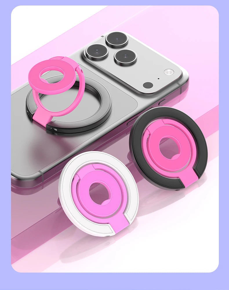 Double-Sided Magnetic Phone Ring Holder with Kickstand