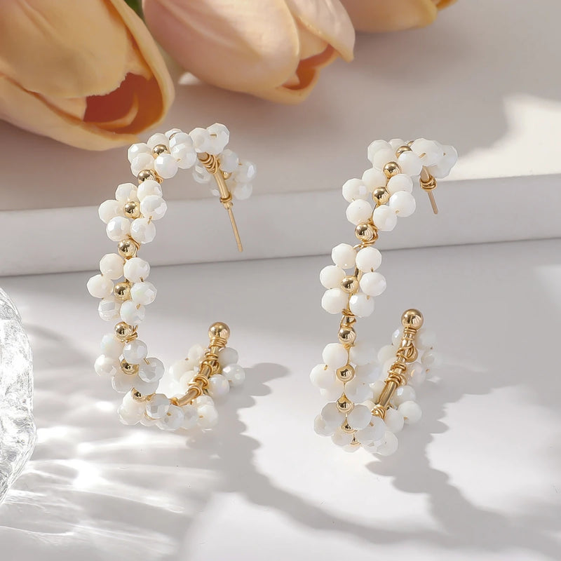 Pendientes Gota de Girasol con Cuentas Estilo Bohemio