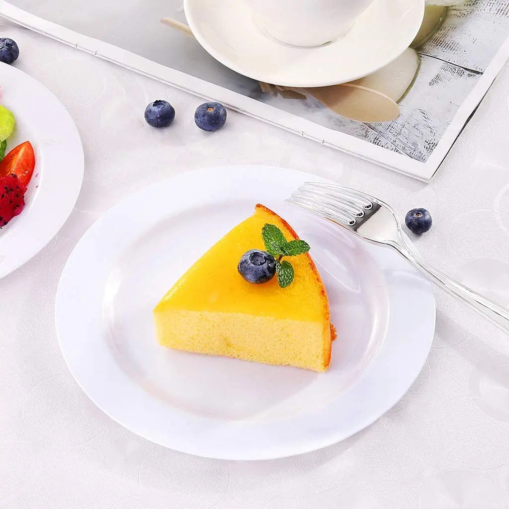 Elegant White Plastic Plates with Gold Rim
