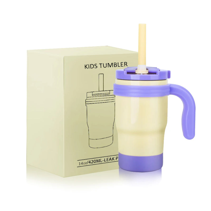 Kids Insulated Tumbler with Handle and Straw